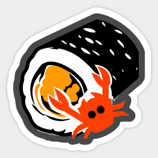 Crab Eating Sushi Sticker